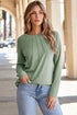 Raglan Long Sleeve Exposed Seam Detail Relaxed Fit Crew Neck Top